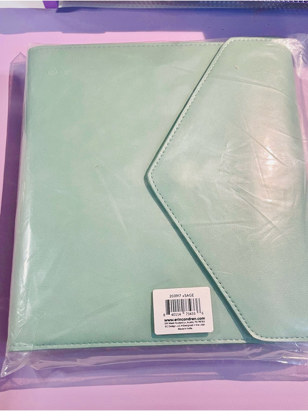 Erin Condren Mint Green Faux Leather Planner Cover